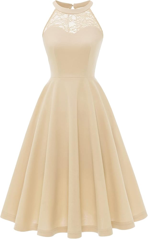 Bbonlinedress Women Prom Wedding Dress Cocktail Halter Lace A-Line Party Short Vintage Homecoming Dresses