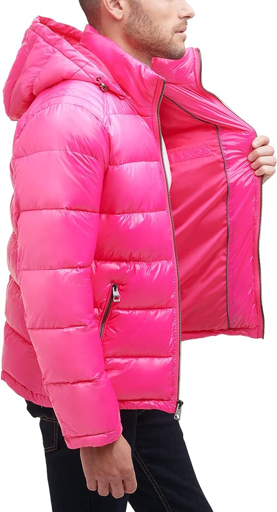 GUESS Men's Mid-weight Puffer Jacket With Removable Hood