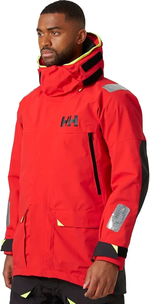 Helly-Hansen Skagen Waterproof Jackets for Men Featuring Windproof Sailing Fabric and Packable Neon Yellow Hood, ALERT RED - 2X Large