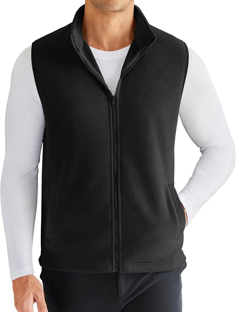 COOFANDY Men's Polar Fleece Vest Outerwear Golf Vests Casual Lightweight Sleeveless Jacket with Full Zipper