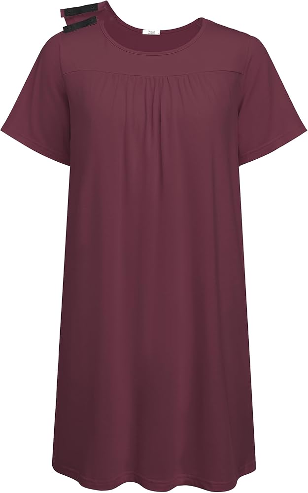 Deyeek Hospital Gowns for Women Tear Away Snap Open Back Dress Post Shoulder Surgery Dresses Soft Adaptive Clothing Nightgown